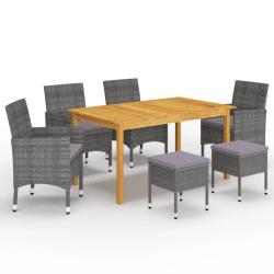 Ensemble &agrave; manger de jardin 7 pcs Gris