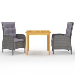 Ensemble &agrave; manger de jardin 3 pcs Gris