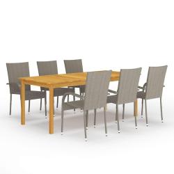 Ensemble &agrave; manger de jardin 7 pcs Gris