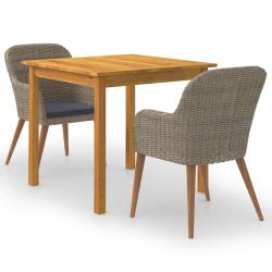 Ensemble &agrave; manger de jardin 3 pcs Marron