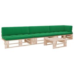Salon de jardin palette 4pcs avec coussins Bois de pin impr&eacute;gn&eacute;