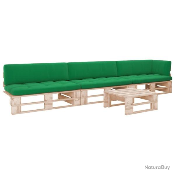 Salon de jardin palette 4pcs avec coussins Bois de pin impr�gn�