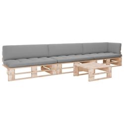 Salon de jardin palette 4pcs avec coussins Bois de pin impr&eacute;gn&eacute;