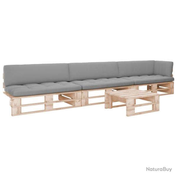 Salon de jardin palette 4pcs avec coussins Bois de pin impr�gn�