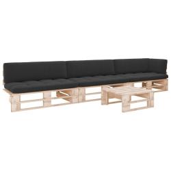 Salon de jardin palette 4pcs avec coussins Bois de pin impr&eacute;gn&eacute;