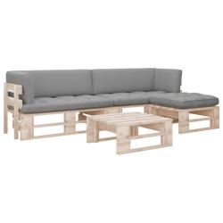 Salon de jardin palette 4pcs avec coussins Bois de pin impr&eacute;gn&eacute;