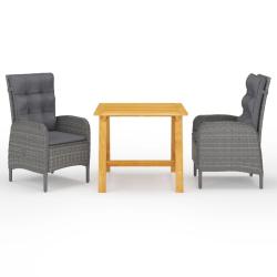 Ensemble &agrave; manger de jardin 3 pcs Gris
