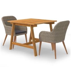 Ensemble &agrave; manger de jardin 3 pcs Marron