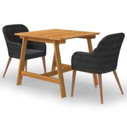 Ensemble &agrave; manger de jardin 3 pcs Noir