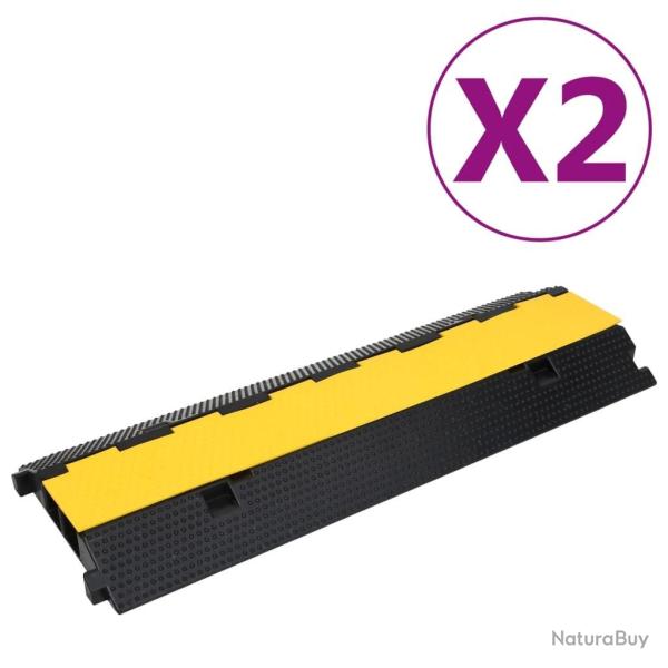 Rampes de protection de c�ble 2 canaux 2 pcs 100 cm caoutchouc