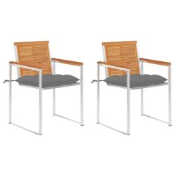Chaises de jardin avec coussins lot de 2 Acacia solide et acier