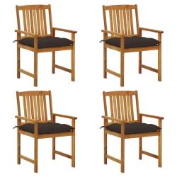 Chaises de jardin avec coussins lot de 4 Bois d'acacia massif