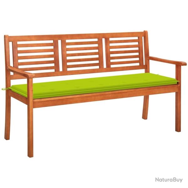 Banc de jardin 3 places avec coussin 150 cm Bois d'eucalyptus