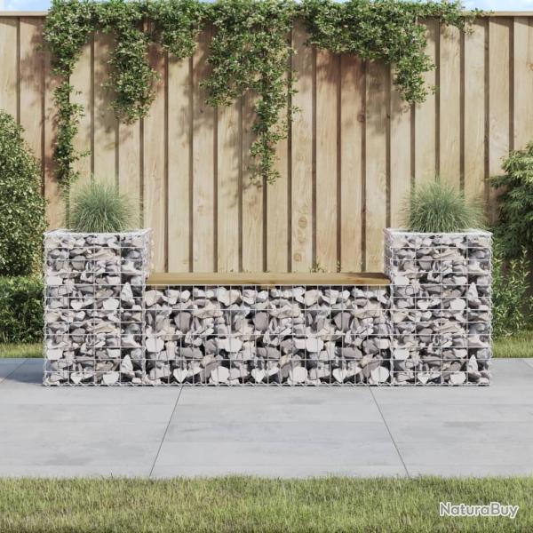 Banc de jardin design gabion 183x41x60,5cm bois de pin impr�gn�