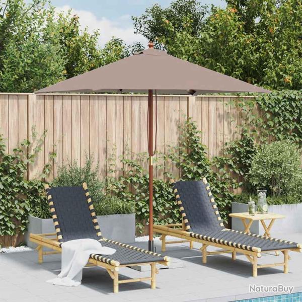 Parasol d'ext�rieur avec m�t en bois 150x200 cm taupe