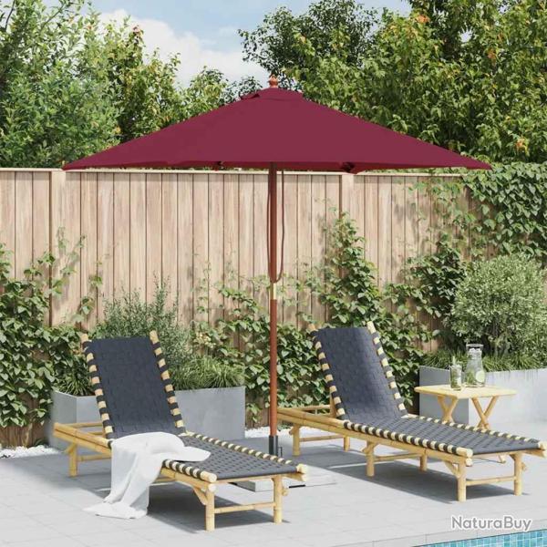 Parasol d'ext�rieur avec m�t en bois 150x200 cm rouge bordeaux