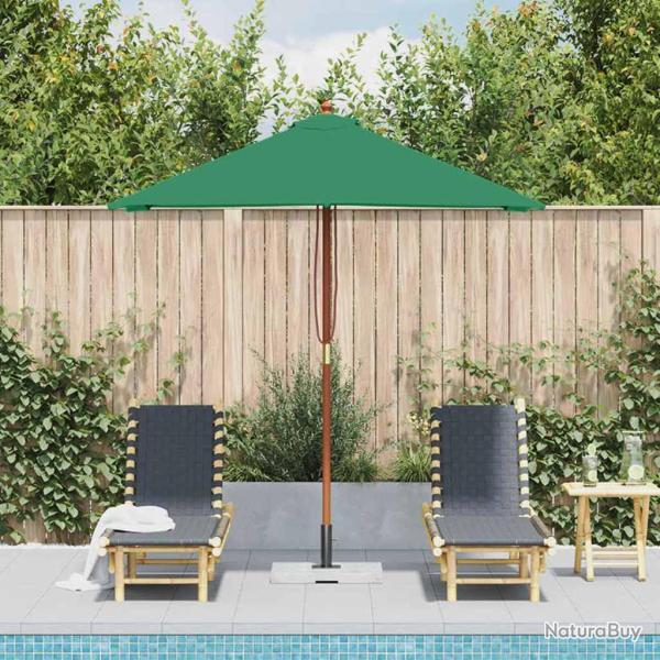 Parasol d'ext�rieur avec m�t en bois 150x200 cm vert