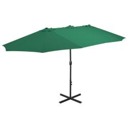 Parasol d'ext&eacute;rieur et m&acirc;t en aluminium 460x270 cm vert