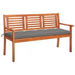 Banc de jardin 3 places avec coussin 150 cm Bois d'eucalyptus