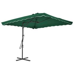 Parasol d'ext&eacute;rieur avec m&acirc;t en acier 250x250 cm vert
