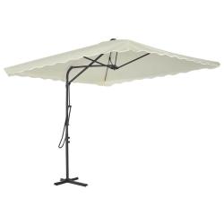 Parasol d'ext&eacute;rieur avec poteau en acier 250 x 250 cm Sable