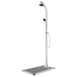 Douche de jardin avec base gris 220 cm Aluminium