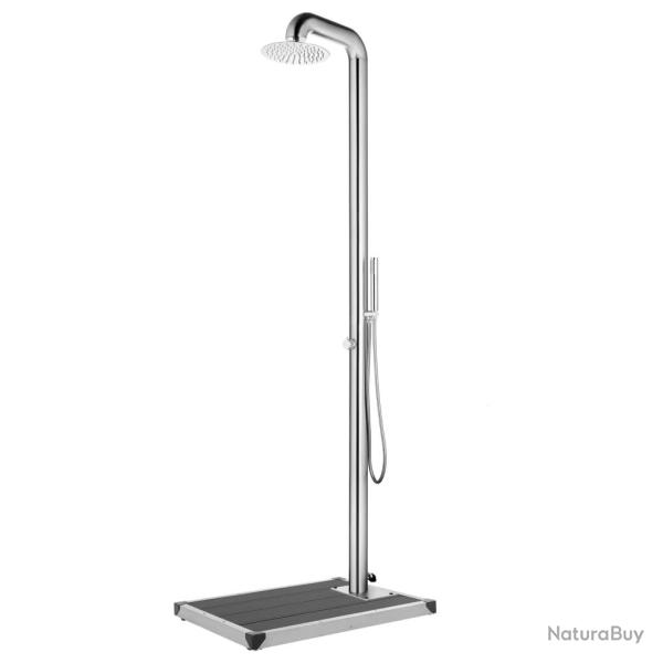 Douche de jardin avec base gris 230 cm Acier inoxydable