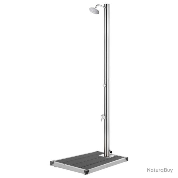 Douche de jardin avec base gris 220 cm Acier inoxydable