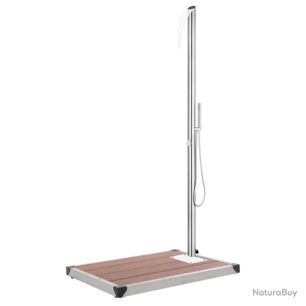 Douche de jardin avec base marron 225 cm Acier inoxydable