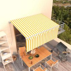 Auvent r&eacute;tractable manuel avec store 3,5x2,5 m Jaune et blanc