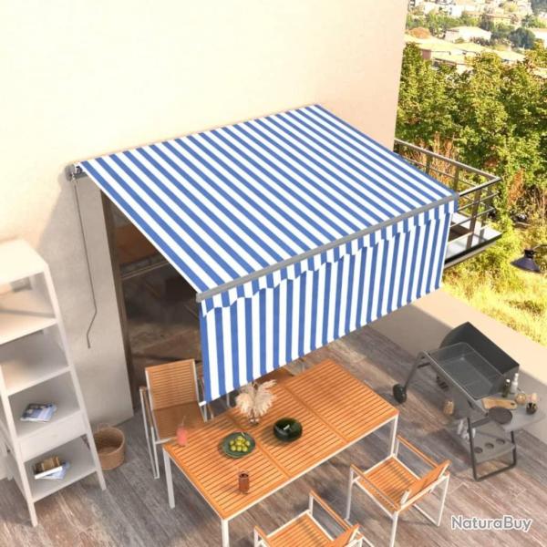 Auvent manuel r�tractable avec store 3x2,5 m Bleu et blanc