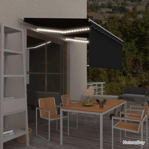 Auvent r�tractable manuel avec store LED 3,5x2,5 m Anthracite