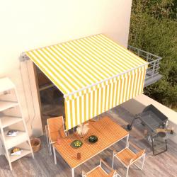 Auvent r&eacute;tractable automatique avec store 3,5x2,5 m Jaune blanc