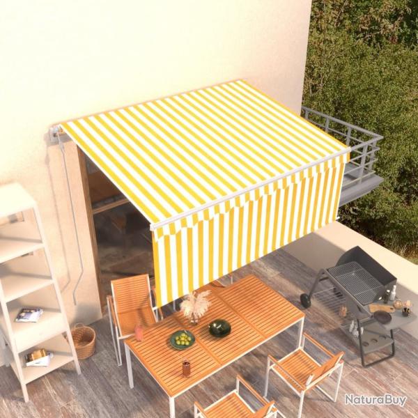 Auvent r�tractable automatique avec store 3,5x2,5 m Jaune blanc