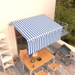 Auvent r&eacute;tractable automatique avec store 3,5x2,5 m Bleu blanc