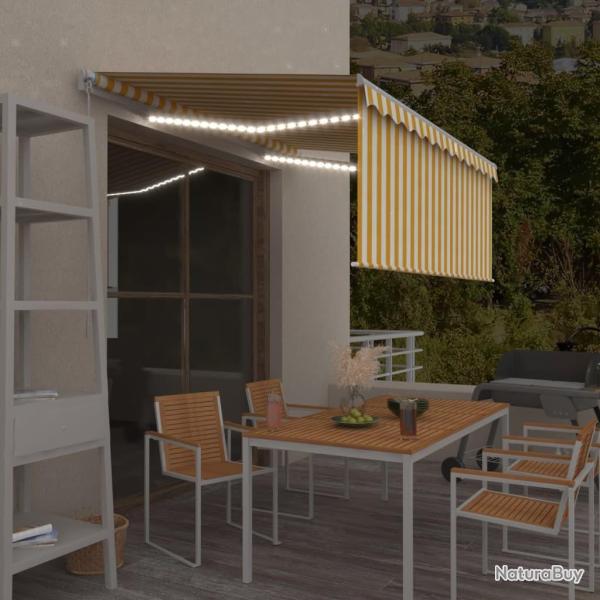 Auvent r�tractable manuel store LED 3,5x2,5 m Jaune et blanc