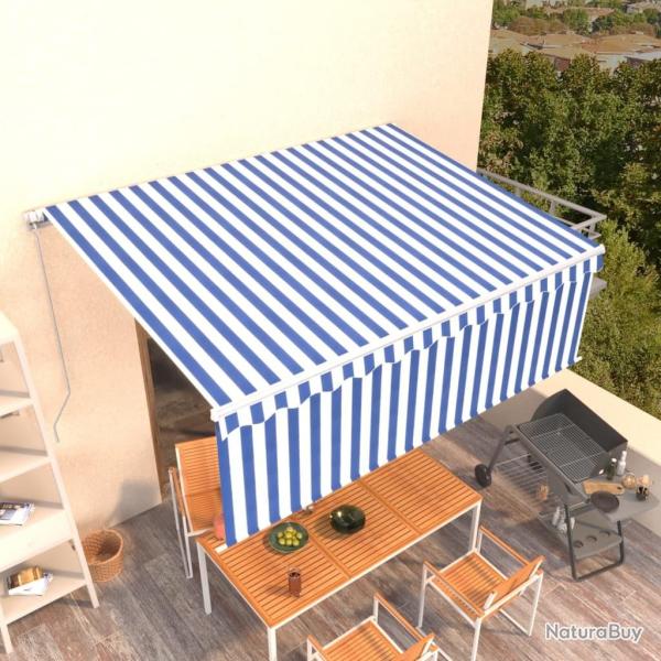 Auvent manuel r�tractable avec store 4x3 m Bleu et blanc
