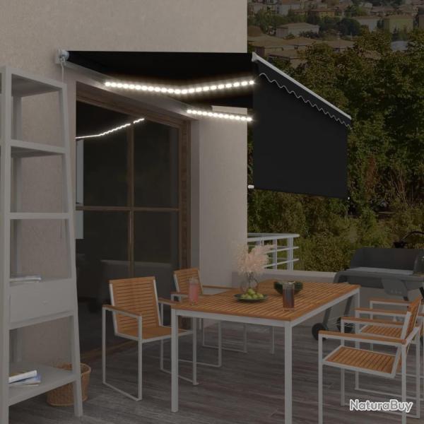 Auvent manuel r�tractable avec store et LED 3x2,5 m Anthracite