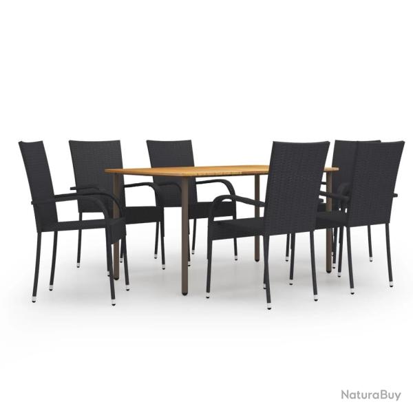 Ensemble � manger de jardin 7 pcs R�sine tress�e Noir