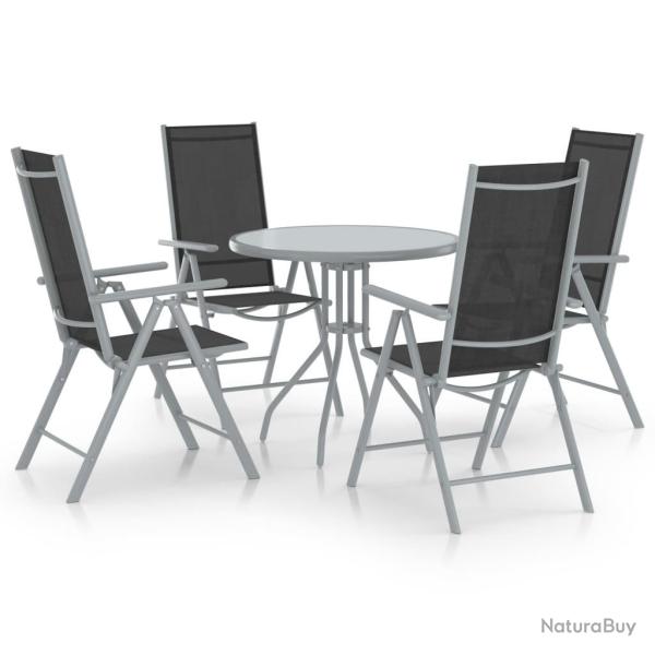 Ensemble � manger de jardin 5pcs aluminium et textil�ne argent�