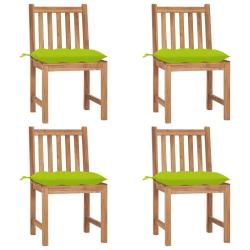 Chaises de jardin lot de 4 avec coussins Bois de teck massif