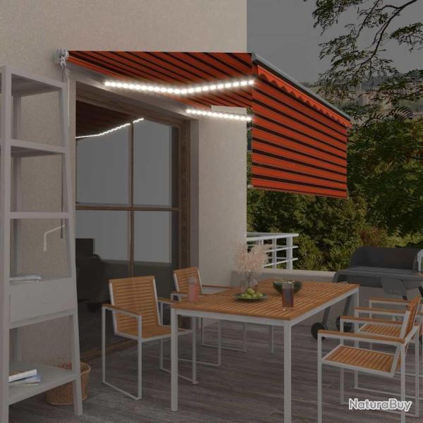 Auvent r�tractable manuel store et LED 3x2,5 m Orange et marron