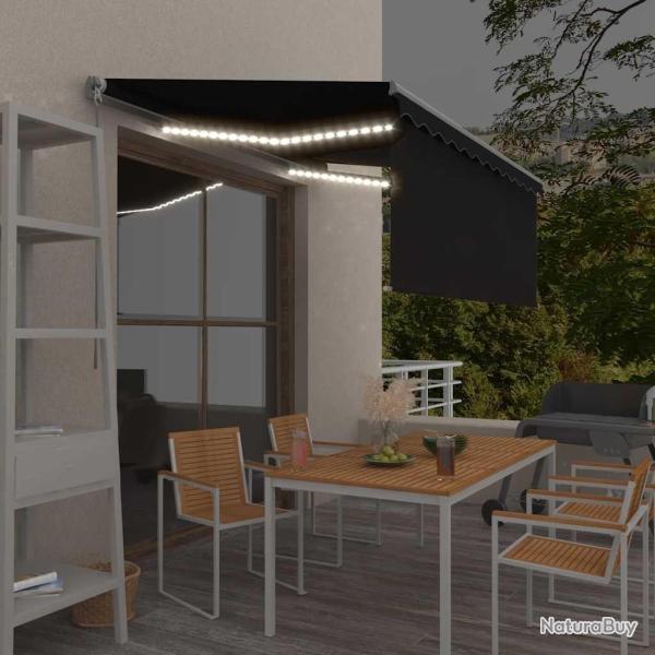 Auvent manuel r�tractable et store et LED 3x2,5 m Anthracite