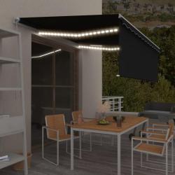 Auvent manuel r&eacute;tractable avec store et LED 4x3 m Anthracite