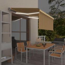 Auvent r&eacute;tractable manuel store LED 3,5x2,5 m Jaune et blanc