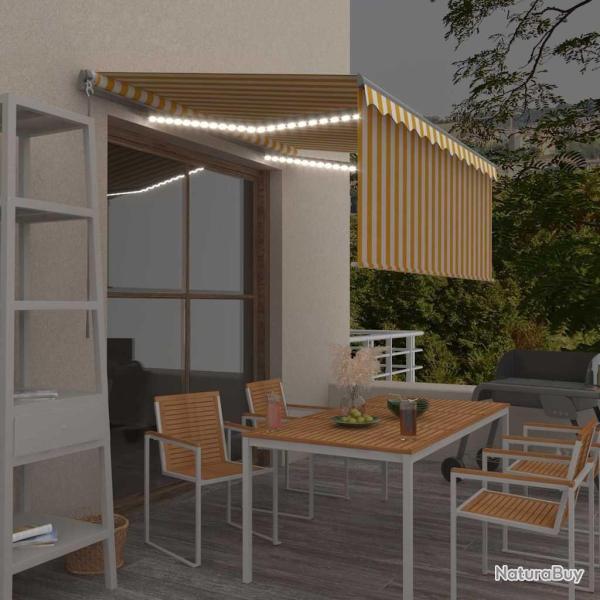 Auvent r�tractable manuel store LED 3,5x2,5 m Jaune et blanc