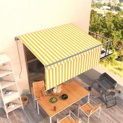 Auvent r&eacute;tractable manuel avec store 3,5x2,5 m Jaune et blanc