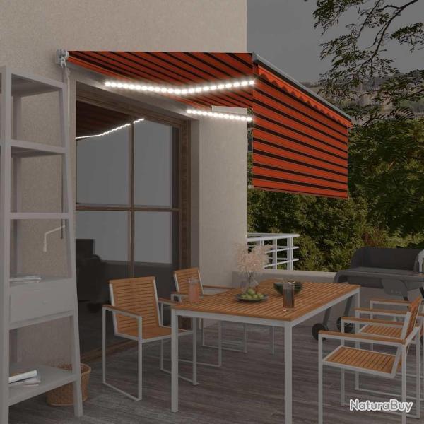 Auvent r�tractable manuel store LED 3,5x2,5 m Orange et marron