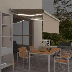 Auvent r&eacute;tractable manuel avec store et LED 3,5x2,5 m Cr&egrave;me