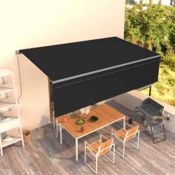 Auvent r&eacute;tractable manuel avec store 5x3 m Anthracite